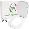 HYDRO HOME Copriwater Pozzi Ginori Fantasia 2 SLIM Compatibile, Tavoletta Wc In Plastica Termoindurente Con Cerniere Regolabili,Asse Wc Colore Bianco MADE IN ITALY (CHIUSURA CLASSICA)