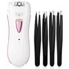 FONPOO Epilatore Viso Donna Epilatore Elettrico Depilatore Sopracciglia per Viso Inguine Corpo Bikini Gamba Ascella e Zone Sensibili, Cordless & Ricaricabile, Set di Pinzette