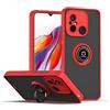 HAOYE Cover per Xiaomi Redmi 12C / Redmi 11A con Girevole Anello, Traslucido Custodia con Supporto Magnetico Auto, Silicone TPU e PC Doppio Strato Protettiva Bumper. Rosso