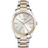 Sekonda Taylor - Orologio da donna al quarzo da 34 mm con display analogico della data e cinturino in acciaio inox bicolore, Argento, Bracciale