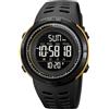 findtime Orologio da polso da uomo, digitale, con numeri grandi, 50 m, impermeabile, militare, digitale, mimetico, da uomo, con sveglia, Coutdown data, 12/24H, LED, oro nero., cinghia