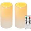 Biyanuo Confezione da 2 candele a LED impermeabili per esterni, con timer, senza fiamma, alimentate a batteria (D7,5 x 14 cm), campeggio, matrimoni, regali, decorazione per la casa (impermeabile-2)