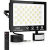 Litglobe Faretto LED da Esterno con Sensore di Movimento,100W 10000LM Faro LED Esterno con Telecomando,6500K Bianco freddo Faretti LED Esterno,IP66 Impermeabile Fari LED da Esterno per Patio Giardino Garage