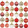 Bdecoll Set di 30 Palline di Natale - Accessori Decorativi per L'Albero - Addobbi in Oro e Rosso - Diverse Forme ed Un Puntale