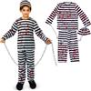 AsyinXson Halloween Bambino,Costume Zombie Detenuto Halloween,Costume Carcerato,stile classico,a righe,con manette,Adatto per Halloween, giochi di ruolo e carnevale (S)
