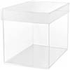 TUKA-i-AKUT 20x20x20cm Acrylbox 5-Seitig mit Deckel, Würfelform Acryl Schaukasten Transparente Geschenkbox, Präsentationsbox Vitrine für Museum Sammler Schmuck Kosmetik Deko Aufbewahrung, TKD8254