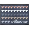 Wash+Dry - Tappeto Willkommen Herzen 50x75, Grigio
