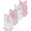 Chicco Set Body Senza Maniche In Cotone Unisex - Bimbi 0-24, Bianco - Rosa, 9 mesi