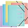 Exacompta - Rif. 56170E - Cartone da 10 raccoglitori Chromaline Pastel - 3 alette - con elastici e finestre tagliate - copertina e interno in PP - 6 scomparti - dim 25 x 32 cm - per A4 - assortiti