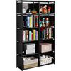 JIUYOTREE Libreria Portatile a 6 Livelli con Panno in Tessuto sul Retro, Libreria Organizzatore di Stoccaggio Armadio a 10 Cubi, Soggiorno, Sala Studio, Camera da Letto, Nero