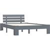 vidaXL Giroletto Classico Elegante Robusto Struttura Telaio Letto Grigio 140x200 cm con Testiera Doghe in Compensato Legno Massello Pino