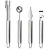 CODIRATO 4PZ Set di Strumenti di Acciaio Inossidabile con Leva Torsoli Coltello da Intaglio per Frutta Attrezzo per Palline di Anguria Grattugia per Scorza di Limone Set di Scavino per Frutta Anguria