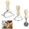 CODIRATO 3 Pezzi Timbri per Ravioli in Acciaio Inox Taglierine Stampi per Biscotti con Manico in Legno Ravioli Maker a Bordi Scanalati per Ravioli Pasta Gnocchi Lasagna e Biscotti(3 Misure)