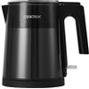 COOKTRON Bollitore elettrico in acciaio inox, 1 l, ultra silenzioso, senza BPA, 2000 W, con interno in acciaio inox, facile da pulire, indicatore del livello dell'acqua, nero