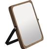 Gedy Midori, Specchio Ingranditore e Non, Fattore di Ingrandimento 2x Bifacciale, da Tavolo, Senza Luce, Realizzato in Bambù e Metallo Finitura Naturale, Specchio Rettangolare Misure 13,6 x 16,3 cm