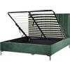 Beliani Letto Matrimoniale con Contenitore in Velluto 180 x 200 cm Verde Scuro