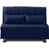 EVERGREENWEB MATERASSI & BEDS EVERGREENWEB - Copridivano per Divano Letto Matrimoniale 3 Posti largo 140 cm senza Braccioli, Rivestimento Letto Estraibile Pieghevole Sfoderabile con Zip, Fodera in Tessuto Blu Trapuntato Lavabile