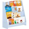 SoBuy Libreria Montessoriana per Bambini Scaffale Portagiochi Libreria da Terra Portariviste con 4 scomparti Porta Giochi Bambini Contenitori Azzurro 80x30x88 cm KMB32-B