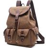 POSSOBAG Uomo Tela Zaino Viaggio Vintage Daypacks per 14 Pollici PC Scuola Zainetto Casuale Uomo College Campeggio All'aperto Lavoro Quotidiano Canvas Zaino Marrone