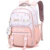 IvyH Zaino Scuola Elementare Media - Zainetto Bambina Leggero Impermeabile ed Elegante per Ragazze dagli 8 ai 16 anni, Capacità 32 Litri, Borsa Scuola in Nylon con Simpatico Charm, Rosa