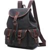 POSSOBAG Uomo Tela Zaino Viaggio Vintage Daypacks per 14 Pollici PC Scuola Zainetto Casuale Uomo College Campeggio All'aperto Lavoro Quotidiano Canvas Zaino Nero