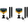 Lancoon 2 Pack Sensore di Movimento Solare Allarme Outdoor 360 ° Rilevatore Forte Sirena LED Lampeggiante IP55 impermeabile con telecomando registrazione vocale per la fattoria casa fienile