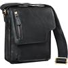 STILORD 'Pete' Borsello uomo in vera pelle Borsa a tracolla piccola per Tablet da 8.4 pollici stile vintage Messenger in cuoio, Colore:nero