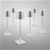 Zafferano Poldina Pro lampada da tavolo ricaricabile set da 6, LED USB con stazione di ricarica, LD0350RP+LD0340C3#6, Poldina Pro; Poldina [Lampade per Interni > Lampade da Tavolo]