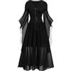 Generic Abito tradizionale irlandese da donna, elegante, gotico, medievale, corsetto per Halloween, abito vittoriano, in tulle, abito da coctail, per Halloween, Carnevale, per feste, Nero , S