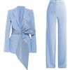 Fulbant Completo da Donna in Tinta Unita, Abito da Ballo in 2 Pezzi, Completo di Pantaloni Blazer Blu Royal Sky Blue S