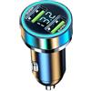 Generico Caricabatteria per auto a ricarica rapida,Caricabatteria per auto a ricarica super veloce | Caricatore per auto 120w/240w,Caricatore per auto portatile compatto con display digitale per una ricarica i