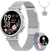 Fitnynxos Smartwatch Donna, 1.27 HD Orologio Smartwatch con Chiamate, 120+ Sport, 24h Cardiofrequenzimetro Ciclo Mestruale SpO2 Sonno IP68 Contapassi Notifiche WhatsApp per iOS Android Argento Regalo