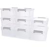 Citylife Set di 8 scatole portaoggetti con coperchio, 3 l, in plastica, piccole (PP), trasparenti, impilabili (23,0 x 17,0 x 10,5 cm)