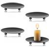 YoHyien 4 Pezzi Piattino Porta Candele 9 cm, Piatto per Candele in Metallo, Sotto Candela per Tealight, Porta Candele da Tavolo per Natalizie, Matrimonio Decorazione, Casa Festa, e Cena (Nero)