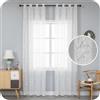 GIRASOLE HOME® Coppia Tende Antigua Semi Filtranti Effetto Lino Fantasia Magnolia Tenda per Interni 2 Pannelli con Occhielli (Bianco, 140x240cm)