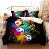 CXYXHW Biancheria da letto da calcio,Copripiumino 3D Calcio,Set di biancheria da letto da calcio per bambini,con chiusura lampo e 2 federe(calcio 2, 135 x 200 cm)