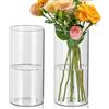 Fizdoqg 2 Pezzi Cilindro Vaso di Fiori in Vetro Trasparente 20cm Vaso Vetro Cilindrico, Vaso Vetro Trasparente per Feste, Casa, Decorazione