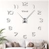 JIZZU Orologio da Parete Adesivo Grande, Particolari Moderni Grande Adesivo Silenzioso Wall Clock, Moderno Digitale Muro Casa, Adatto a Casa, Ufficio, Hotel, Argento