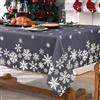 Yrendenge Tovaglia natalizia, fiocco di neve, grigio, tovaglia rettangolare, lavabile, per esterni, impermeabile, per vacanze invernali, cene, decorazione per la casa, 140 x 200 cm