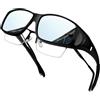 KANASTAL Occhiali da Sole Argento Specchio Uomo Donna Polarizzati sopraocchiali Specchiati Argentati Alla Moda Vintage Avvolgenti UV400 Silver Sunglasses Fit over Glasses -Argento Neri