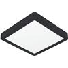 Eglo Fueva 6 Plafoniera a LED, quadrata, lampada da soffitto in plastica di colore nero e bianco, luce bianca calda e fredda, 22 x 22 cm