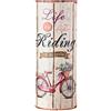 Rebecca Mobili Portaombrello Portaombrelli Canvas Beige Tondo Life is Riding Vintage Entrata Ingresso - 49 x 20 x 20 cm (H x L x P) - Art. RE4760