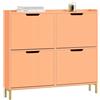 SoBuy Scarpiera Salvaspazio Slim da Ingresso Mobile Portascarpe con 4 Ante a Ribalta Regolabili in Legno Armadio Scarpiera Alta e Stretta per Corridoio, 100x19x91 cm，Rosso, FSR100-RS