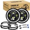 RIGIDON 2x 7 Pollici 50W Fari Led Con Anello Di Montaggio, 5000 LM Faro a Led 3000K + 6000K, Rotonde Luci Fuoristrada Hi/Lo Fascio DRL Anteriore Faro Lampada per Wrangler JK TJ LJ CJ Hummer
