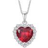 starchenie Collane Donna Argento Sterlina 925 Cuore con Pendente Rubino Zirconi Collane Ciondolo Gioielli Regalo