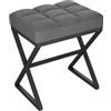 YMYNY Pouf Sgabello per Trucco, Poggiapiedi per Piedi, Sgabello con Seduta in Lino, Ottomano per Trucco con Gambe in Metallo a Forma di X', per Vanità Soggiorno Ingresso 40×30×46CM Grigio HBD033G