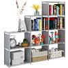 JIUYOTREE Organizer per Armadio con 9 Cubi Modulari, Libreria Durevole di Grande capacità, Soggiorno, Sala Studio, Camera da Letto,Grigio