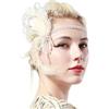 BABEYOND Fascia per capelli da donna anni '20 con piuma, stile Gatsby, colore bianco
