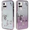 BAOJAY Compatibile per VIVO Y21/ VIVO Y21S/ VIVO Y33S Silicone Case [Glitter Bling Cover Glitter Clear View,Custodia Trasparente Antiurto regali per ragazze e signoreo-rosa