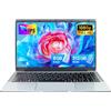 LONGEVINCE 14 Pollici Ultrabook, 8 GB DDR4, 1920 x 1080 IPS, Celeron N4120 Quad Core (Fino a 2,6 GHz), USB 3.0, Ultra-Sottile Portatile Windows 11 Notebook (Argento, 8+512G SSD)